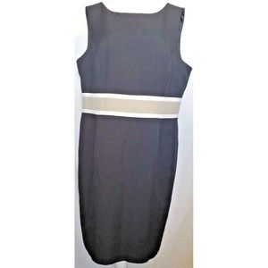 Womens Black Label Size 18 Little Black Dress Knit Sheath Straight Waist Stripe